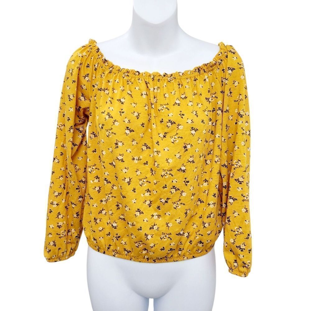 2/$20 Ardene Yellow Floral Pattern Top Blouse Size: Small